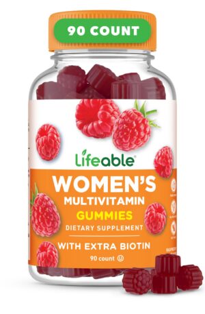 Multivitamínico Lifeable para mujeres gomitas sabor frambuesa envase