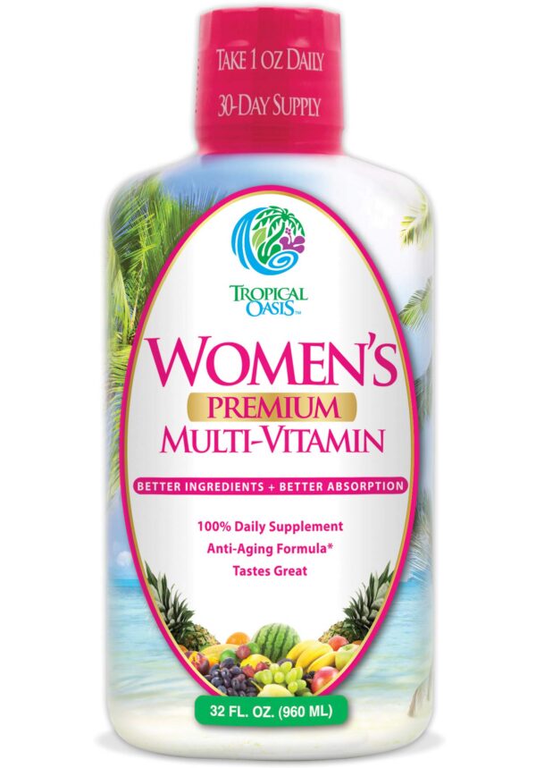 Version 1.0.0 Multivitamínico líquido premium para mujeres Tropical Oasis 32 oz