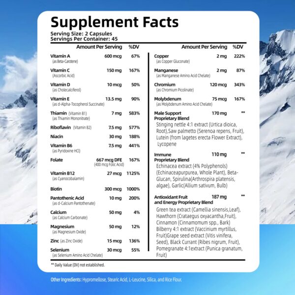 Multivitamínico masculino para energía, enfoque y resistencia