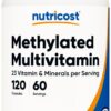 Frasco de multivitamínico metilado Nutricost 120 cápsulas