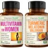 Multivitamínico para mujer con cúrcuma y melatonina en botella