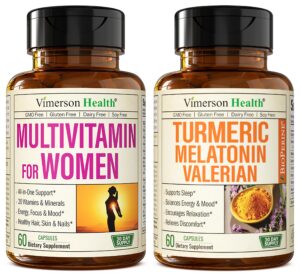 Multivitamínico para mujer con cúrcuma y melatonina en botella