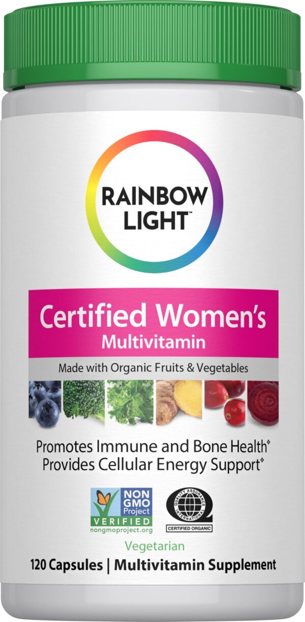 Multivitaminico organico Rainbow Light para mujeres botella blanca 120 capsulas