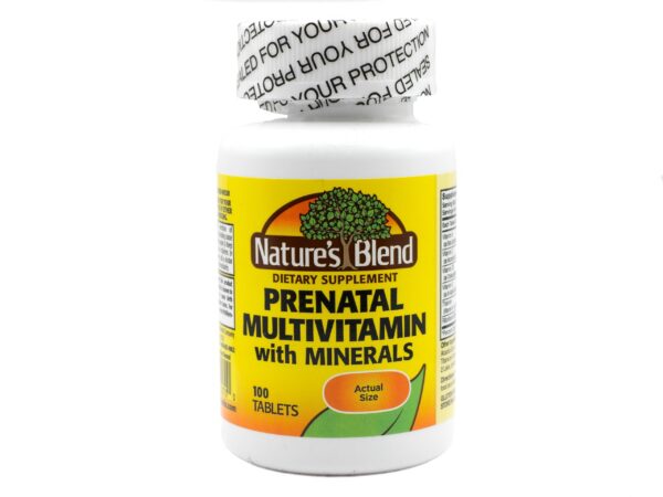 Multivitamínico prenatal Nature's Blend 100 tabletas frasco