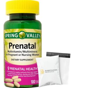 Multivitamínico prenatal Spring Valley 100 tabletas en envase blanco