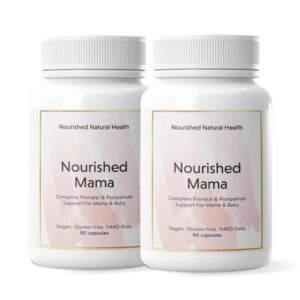 Version 1.0.0 Multivitamínico prenatal vegano Nourished Mama frasco 180 cápsulas