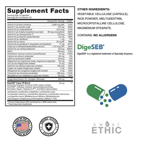 Multivitamínico Sweat Ethic detalles del envase