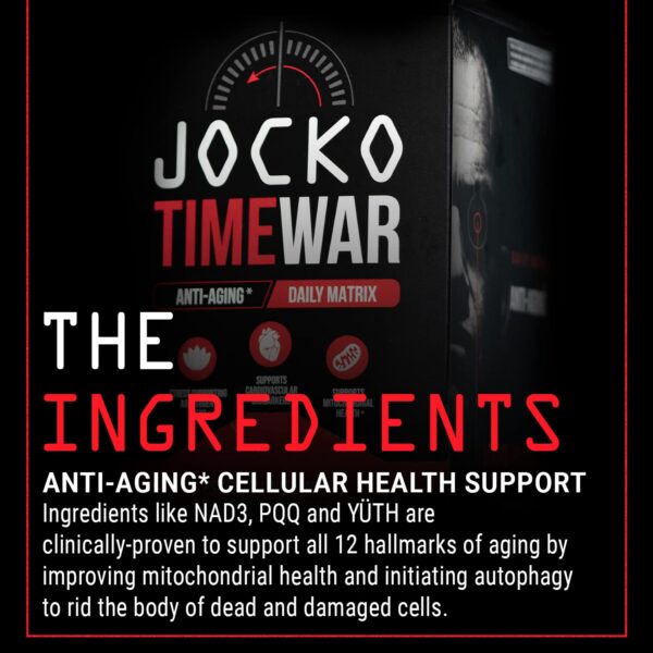 Multivitamínico TIME WAR de Jocko Fuel mostrando ingredientes