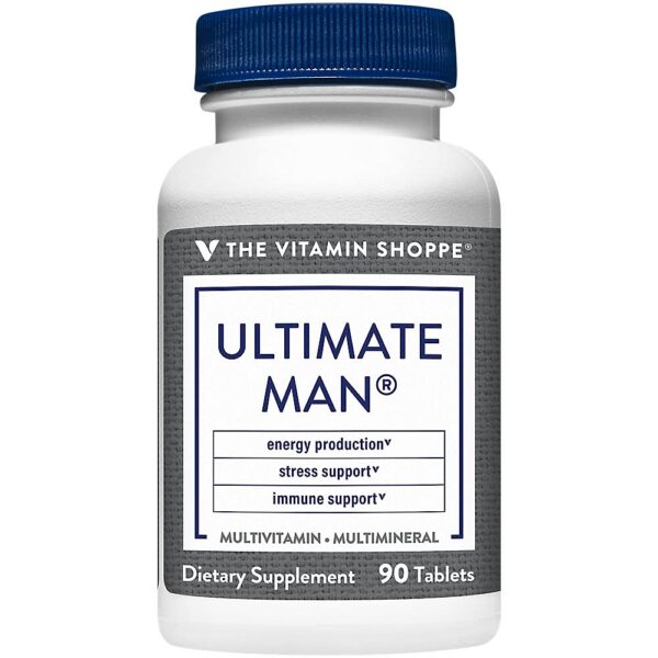Version 1.0.0 Multivitamínico Ultimate Man botella frente con etiqueta