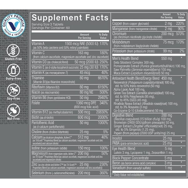 Multivitamínico Ultimate Man antioxidantes y vitaminas para hombres 180 tab