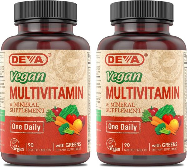 Multivitamínico vegano DEVA sin hierro en envase
