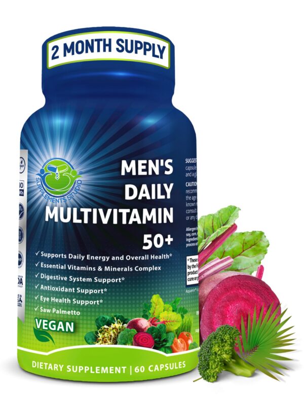 Multivitaminico vegano hombres 50 plus cápsulas frasco frontal