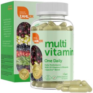 Version 1.0.0 Multivitamínico vegano Zahler en botella y cápsulas