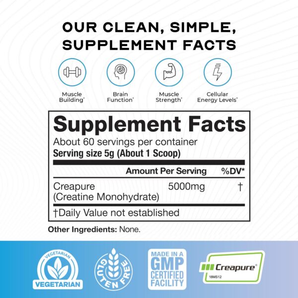 Frasco de creatina sin sabor