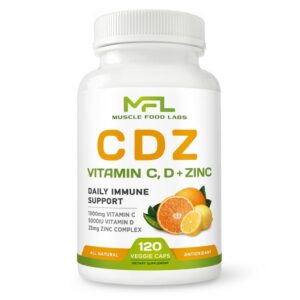Muscle Food Labs suplemento vitamina C D3 zinc 120 cápsulas vegetarianas