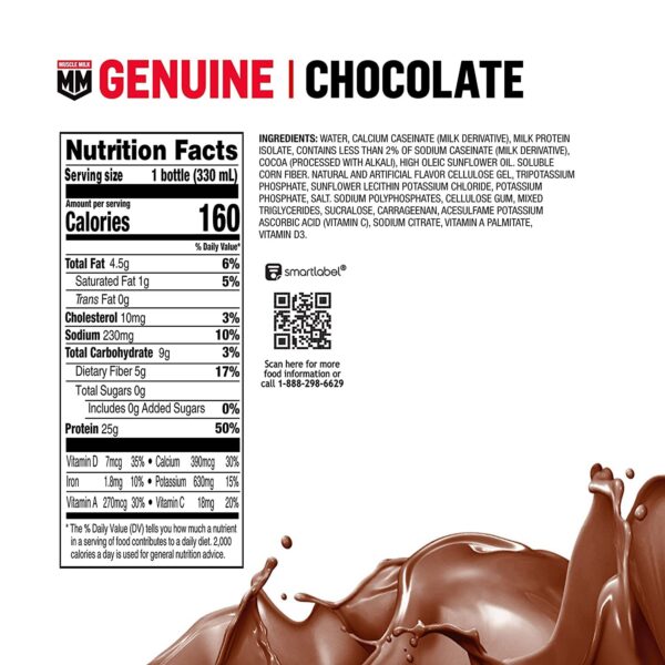 Etiqueta frontal de Muscle Milk Genuine