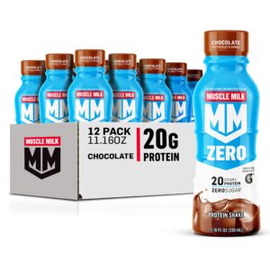 Version 1.0.0 Paquete 12 botellas Muscle Milk Zero batido proteico chocolate 11.16 fl oz