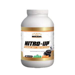 Version 1.0.0 MUSCLEOLOGY Nitro-Up proteína suero hidrolizada 2 libras crema