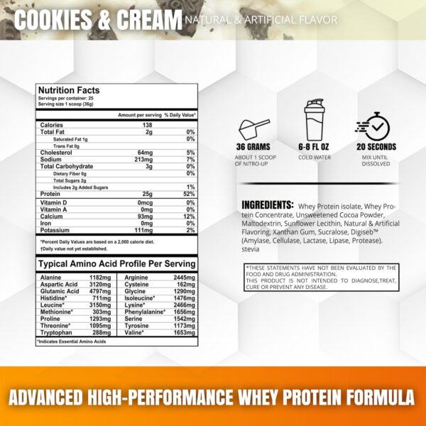 Etiqueta nutricional y ingredientes Nitro-Up