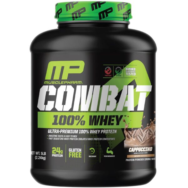 Version 1.0.0 Frasco frontal de MusclePharm Combat Whey Cappuccino