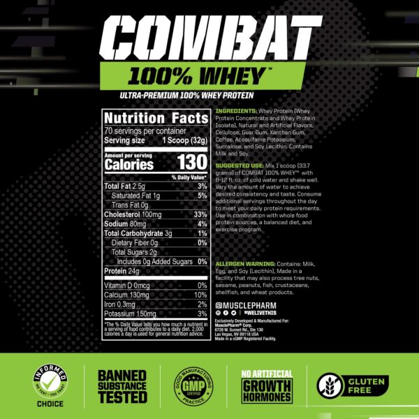 Version 1.0.0 Etiqueta nutricional de MusclePharm Combat Whey