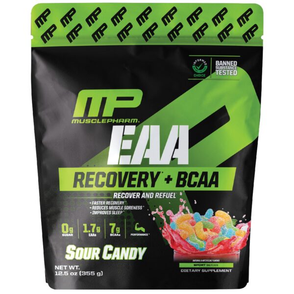 MusclePharm EAA Recovery BCAA frasco 4 libras sabor Sour Candy