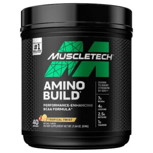 Version 1.0.0 MuscleTech Amino Build polvo sabor Tropical Twist con BCAA y electrolitos