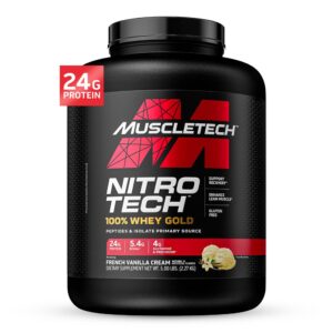 Envase frontal de Nitro-Tech Whey Gold vanilla