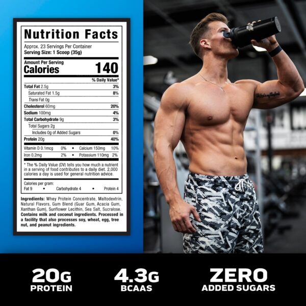 Version 1.0.0 MuscleTech whey botella detalle