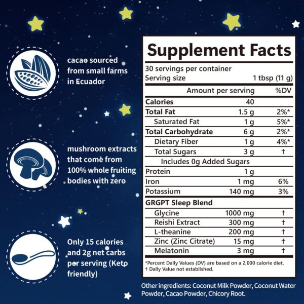 Etiqueta del producto con Reishi y L-Theanina