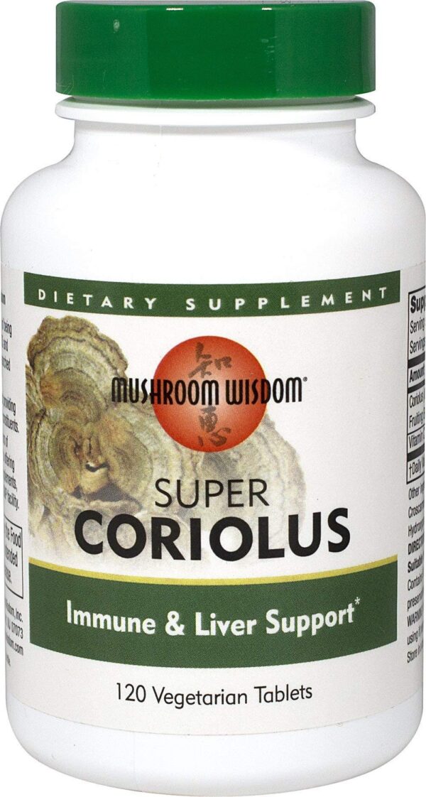 Frasco de Mushroom Wisdom con Coriolus cola de pavo y Maitake 120 tabletas
