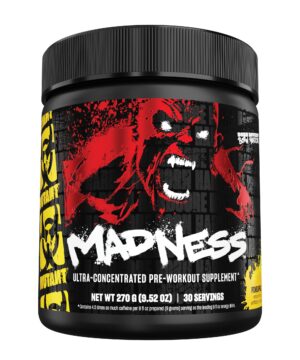 Mutant Madness pre workout polvo etiqueta frontal