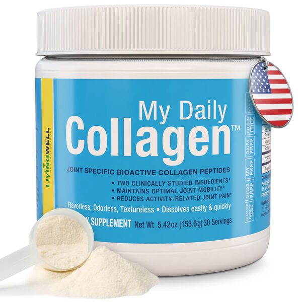Version 1.0.0 Frasco de My Daily Collagen con etiqueta visible