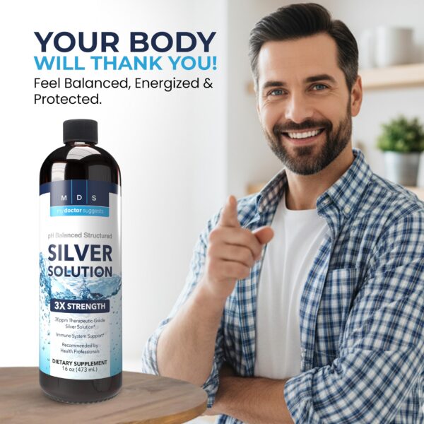 Version 1.0.0 Etiqueta del producto My Doctor Suggests plata coloidal 16 oz