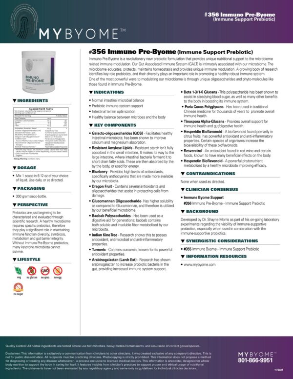 Frasco MYBYOME Immuno Pre-Byome apoyo inmunológico presentación