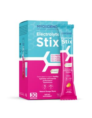 Caja de MYOXCIENCE Electrolyte Stix con mezcla de creatina y electrolitos