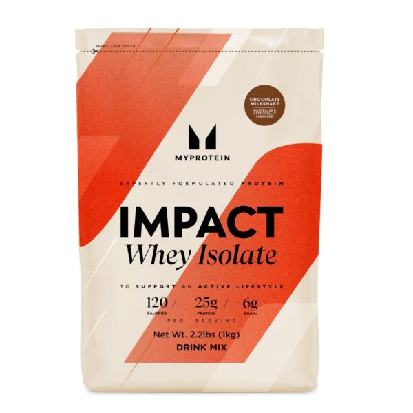 Envase frontal de Myprotein Impact Whey Isolate Chocolate Suave