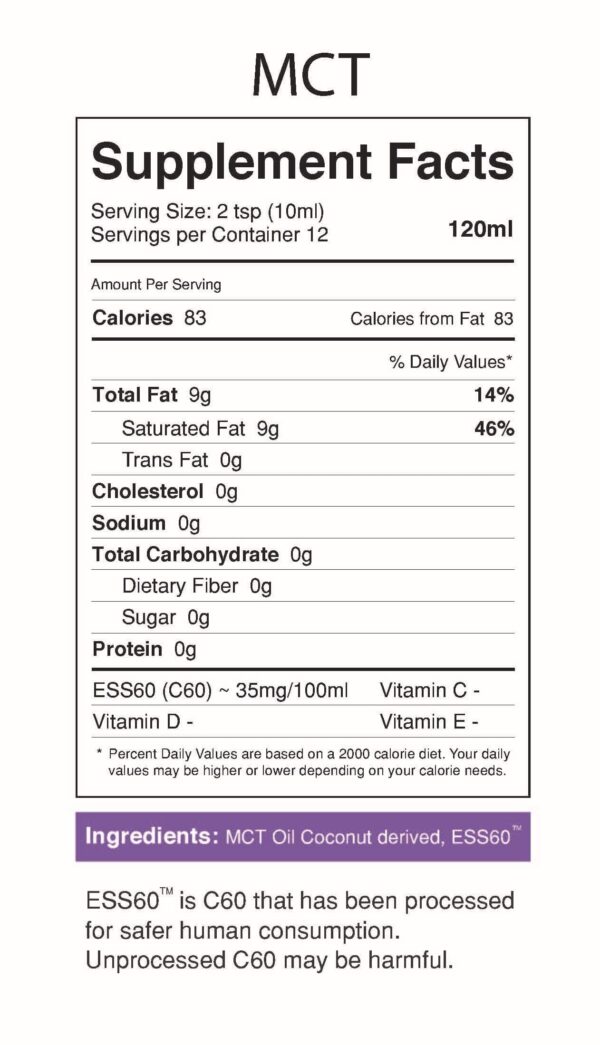 MyVitalC ESS60 MCT Oil frasco lateral
