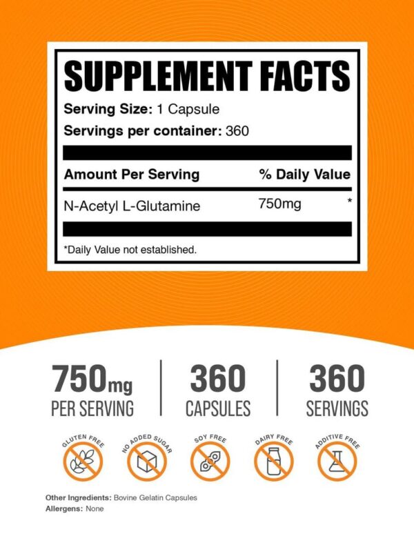 Version 1.0.0 Cápsulas de N-Acetyl L-Glutamine 750 mg BulkSupplements