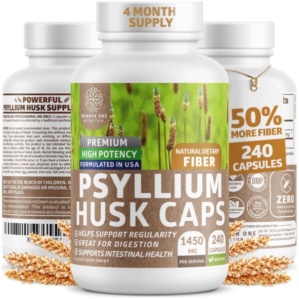 N1N cápsulas premium cáscara de psyllium 240 unidades