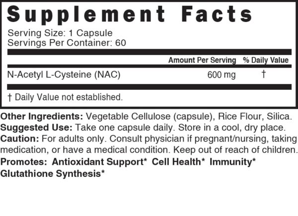 Etiqueta NAC 600 mg y frasco