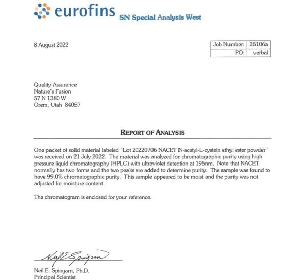 Frasco NACET con etiqueta lateral