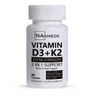 Frasco de NAhmeds vitamina D3 + K2 60 cápsulas