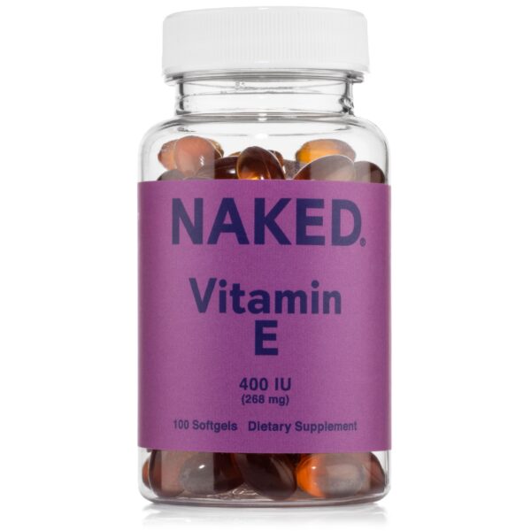 Botella de Naked Vitamin E 400 UI con etiqueta