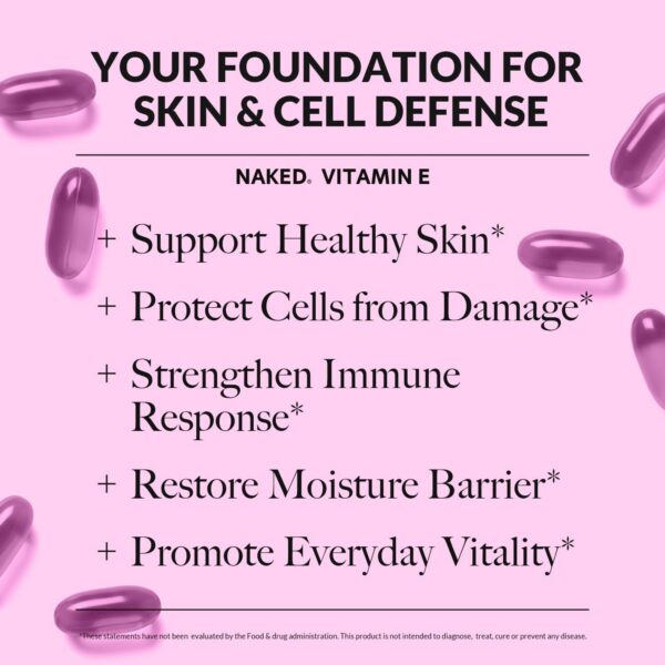 Etiqueta frontal del frasco Naked Vitamin E