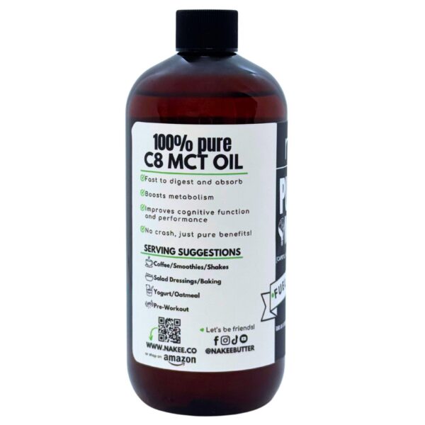 Vista lateral del envase Nakee Butter C8 MCT Oil