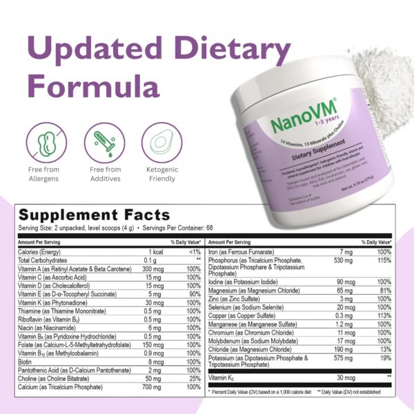 NanoVM frasco con etiqueta 1-3 años