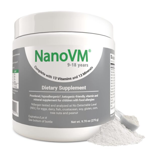 Frasco NanoVM multivitamínico infantil en polvo
