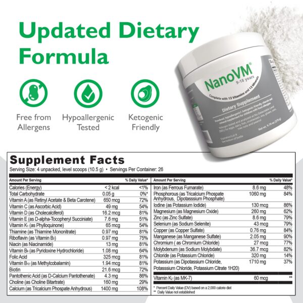 Etiqueta frontal de NanoVM 9-18 años