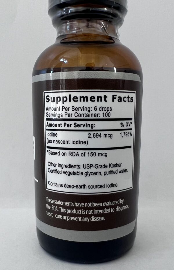 Etiqueta del Nascent Iodine Drops